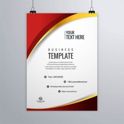 Red brochure with gold lines