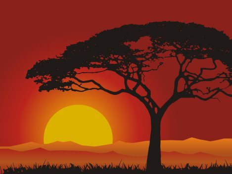 Sunset landscape Vector