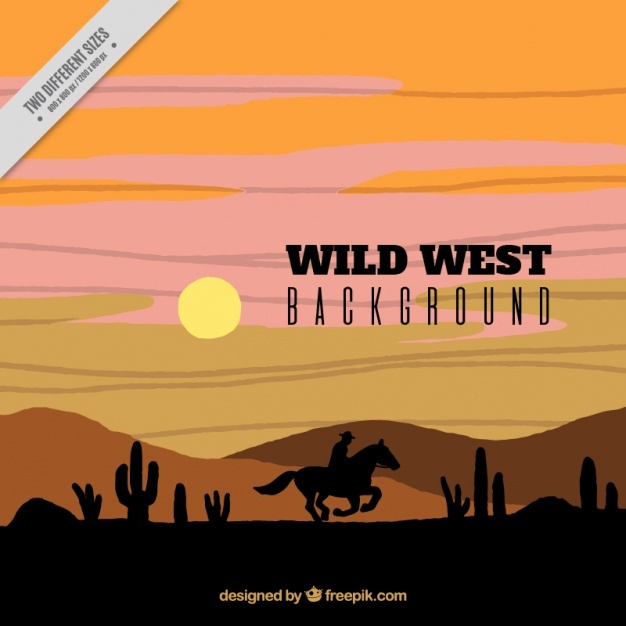 Western background with cowboy silhouette