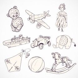Assortment of toys in retro style