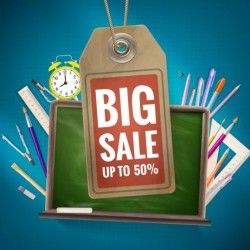 Back to school background with sale tag vector 05