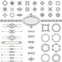 Calligraphic ornaments with floral frames vector 01