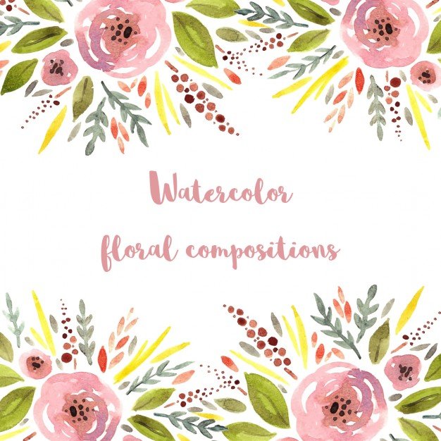 Cute floral background, watercolor style png