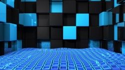 Cube, Squares, Space, Blue, Black, Weightlessness laptop 1366×768 HD Background