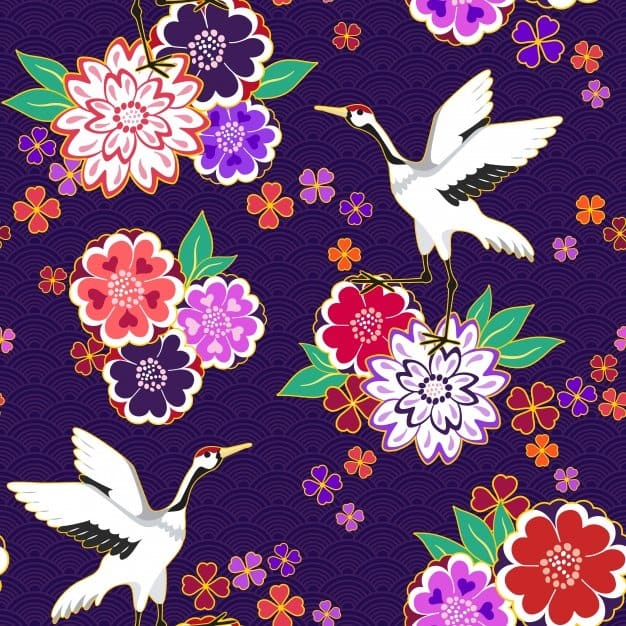 Floral pattern with gooses png