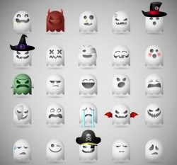Funny cartoon ghost icons
