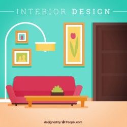 Living room with couch and lamp