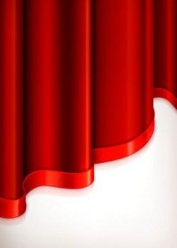 Red curtain with decorative tape