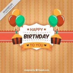 Retro background with happy birthday badge and balloons