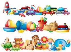 Set of different types of toys