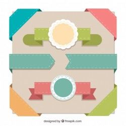 Variety of nice retro ribbons in flat design