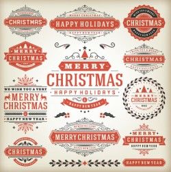 Vintage15 christmas labels creative vector
