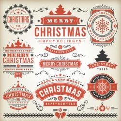 Vintage15 christmas labels creative vector