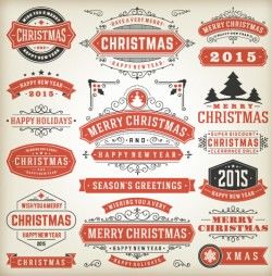 Vintage15 christmas labels creative vector