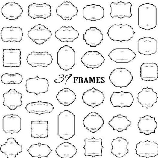White decor frames retro vector set 01