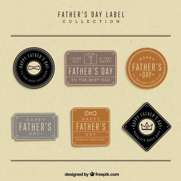 Assortment of vintage fathers day labels png