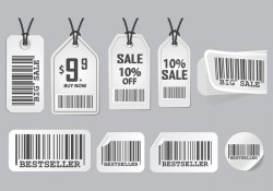 Barcode Advertisement Sticker Design Vector set
