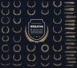 Branches with wreaths ornaments vector set