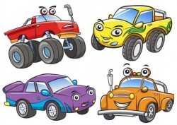 Car bigfoot cartoon vector