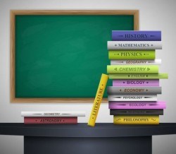 Classrooms and books vector material