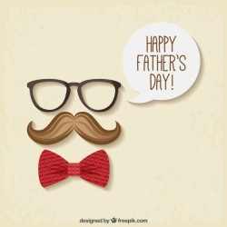 Flat background with bow tie and moustache for father’s day