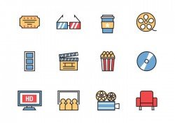 Free Cinema Icons Line Style Vector