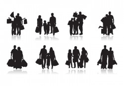 Free Family Shopping Silhouette Vector
