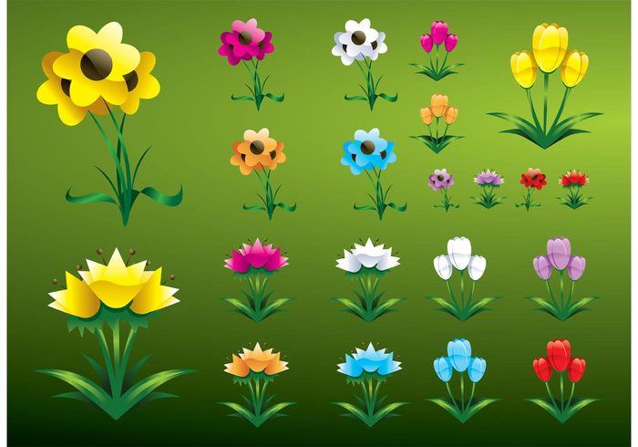 Glossy Flowers Vectors