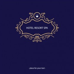 Golden frame with blue background vector 02