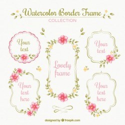 Pack of ornamental watercolor frames with flowers