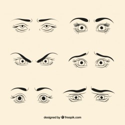 Pack of sketches of female eyes