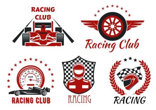 Racing club labels design vector