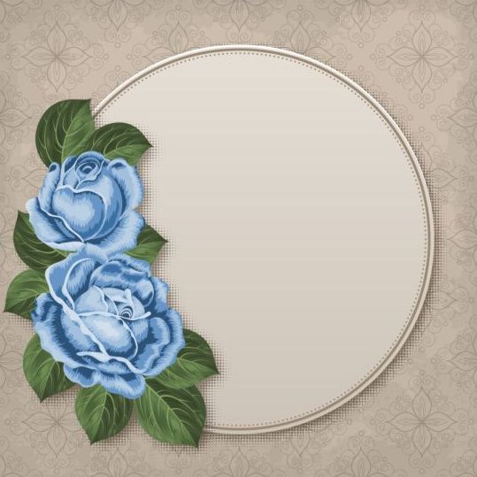 Retro floral card with beige card vector 02