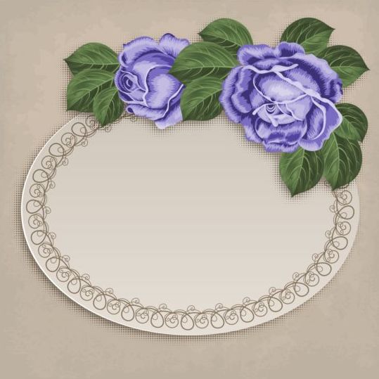 Retro floral card with beige card vector 06