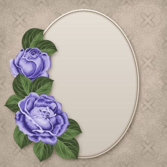 Retro floral card with beige card vector 04