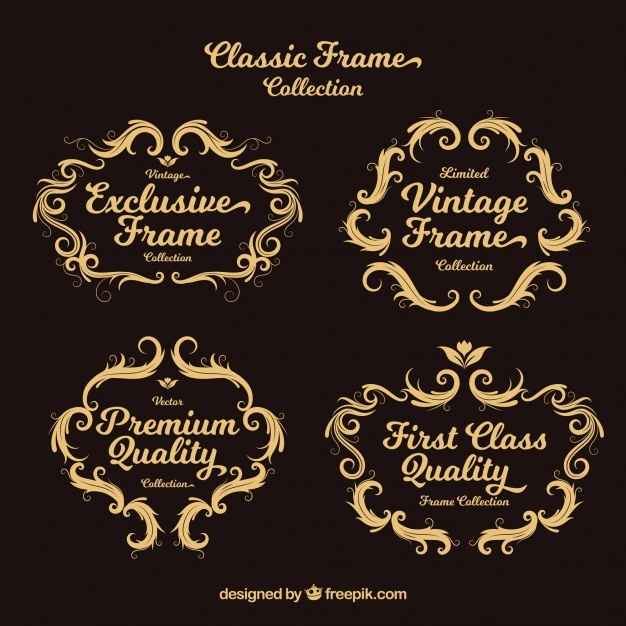 Set of ornamental vintage frames