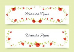 Watercolor Poppy Banners