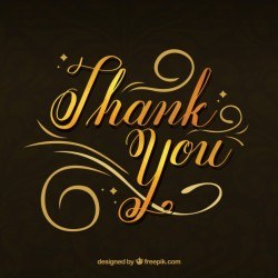 Elegant background of golden lettering with the text “thank you”