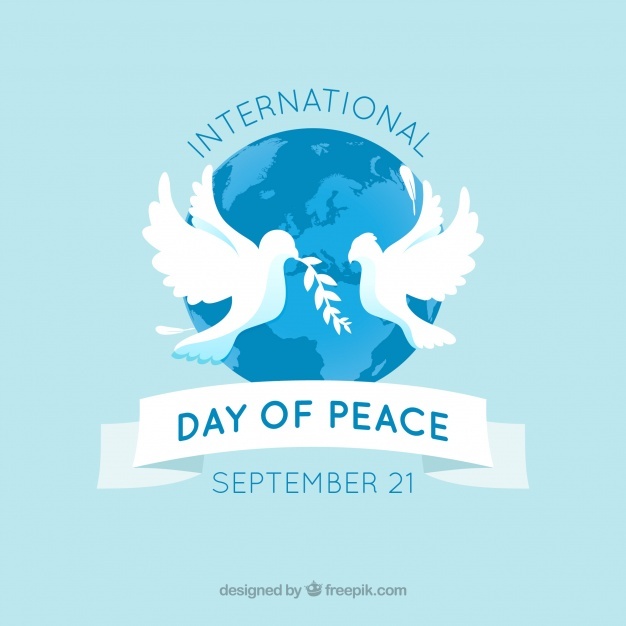 Peace background in the world with doves