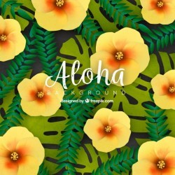 Background of tropical flowers and leaves Vector