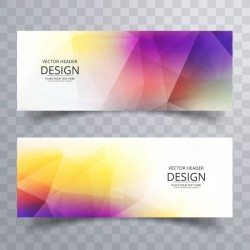 Banner design with colorful polygonal shapes