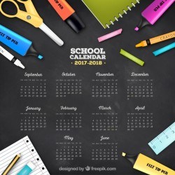Blackboard background with calendar and school supplies