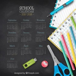 Blackboard background with calendar 2017-2018