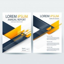 Business brochure template with Orange and Blue Geometric shapes