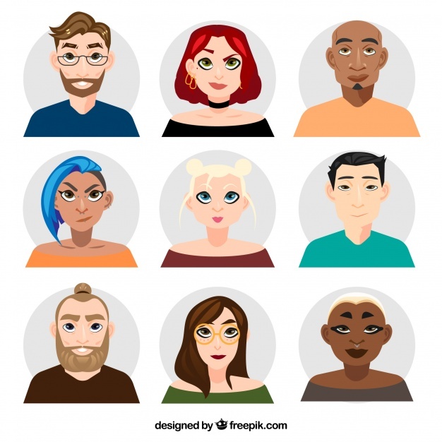 Collection of avatars men and women
