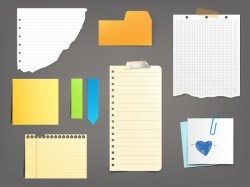 Collection of vector illustrations paper notes of various types