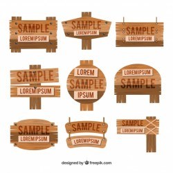Collection of wood sign in flat design