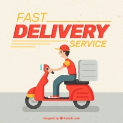 Fast deliveryman with flat design