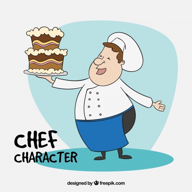 Chef with a cake background png