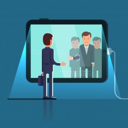 Conference video call via huge tablet computer